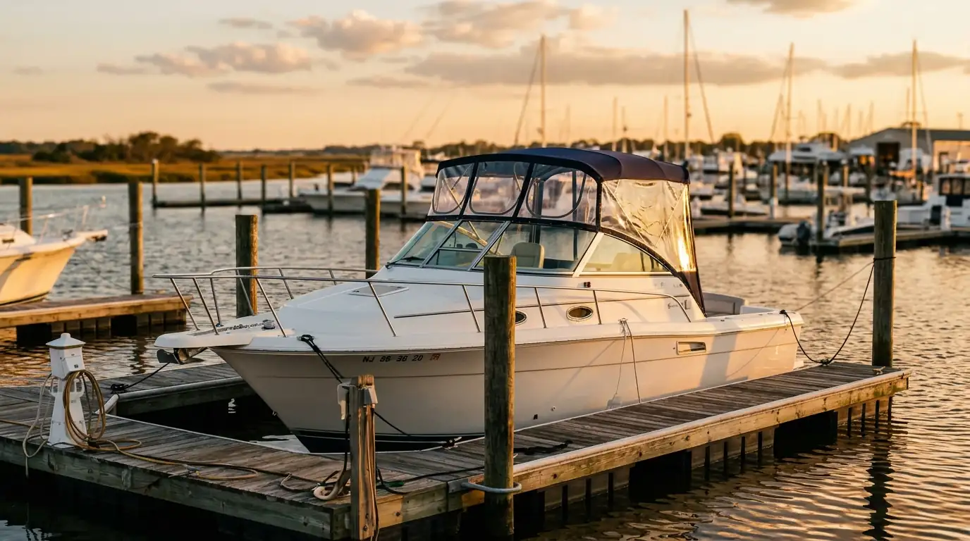 Boats docked at a New Jersey marina